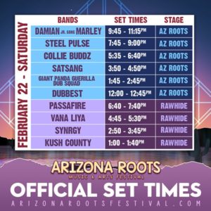 Arizona Roots official set times poster